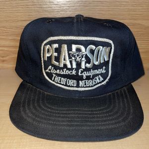 Vintage Pearson Livestock Equipment Thedford Nebraska Patch Snapback Hat Cap